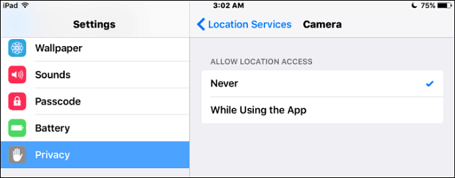 iOS kameru atrašanās vietas pakalpojumi
