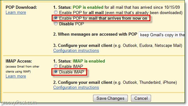 Savienojiet Gmail ar Outlook 2010, izmantojot POP