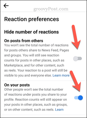 Iestatiet Facebook reakcijas iestatījumus mobilajā ierīcē