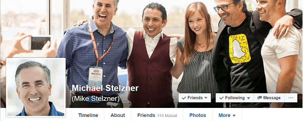 Maikls Stelsners pievienojās Facebook pēc MarketingProf Ann Handley ieteikuma.