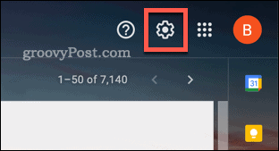 Ātro iestatījumu ikona pakalpojumā Gmail