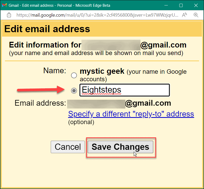 Kā nomainīt vārdu pakalpojumā gmail