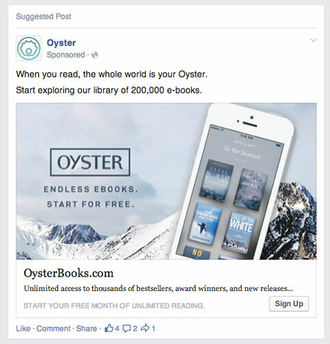 facebook newsfeed reklāmas piemērs