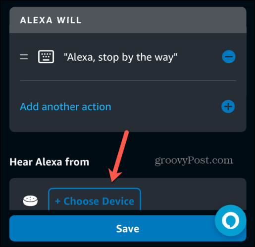 Alexa lietotne izvēlieties ierīci