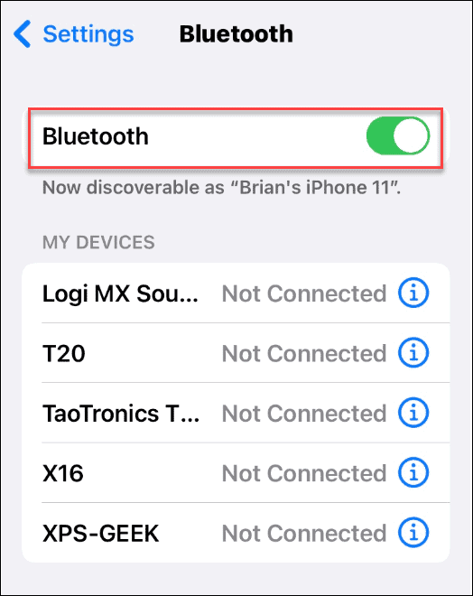 Bluetooth koplieto Wi-Fi paroli iPhone tālrunī