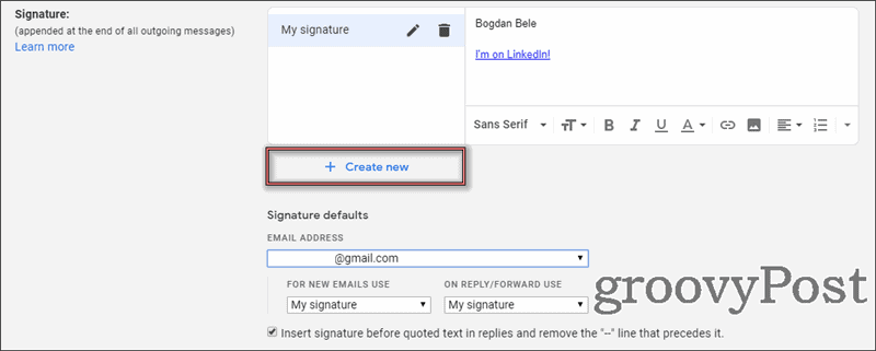 Gmail vairāku parakstu iestatījumi ir jauni