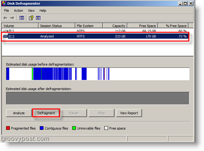 Diska defragmentētāja opcijas operētājsistēmai Windows XP - analizējiet un defragmentējiet