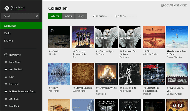 Xbox mūzikas lietotņu albumu kolekcija
