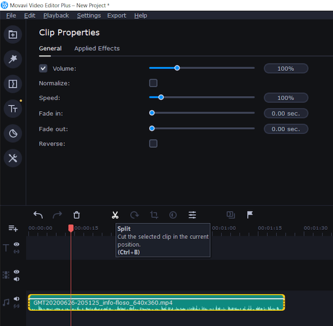 izolēt audio failu Movavi