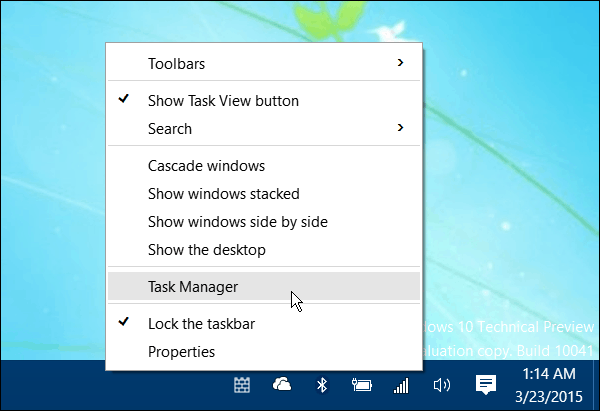 Atveriet uzdevumu pārvaldnieku Windows 10