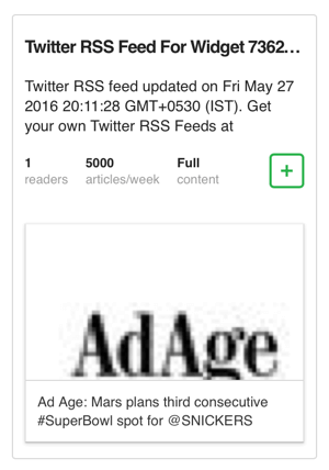 pievienojiet twitter logrīka RSS plūsmu