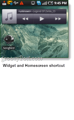 songbird android widget and shorcut screenshot