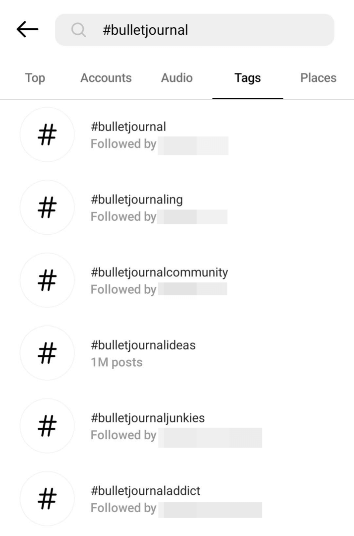 Instagram hashtag meklēšanas attēls
