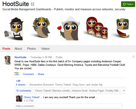 Google+ lapas - HootSuite