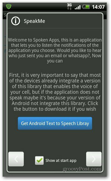 SpeakMe Android teksta pārveidošanai runas bibliotēkā