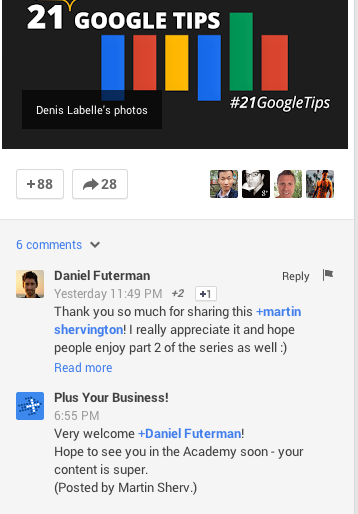 google + izlikt biznesa komentāru