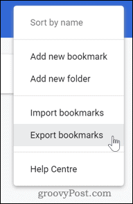 Grāmatzīmju eksportēšana pārlūkā Chrome