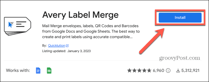 google lapas instalē avery label sapludināšanu