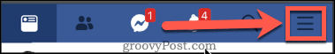 Facebook lietotnes izvēlnes ikona
