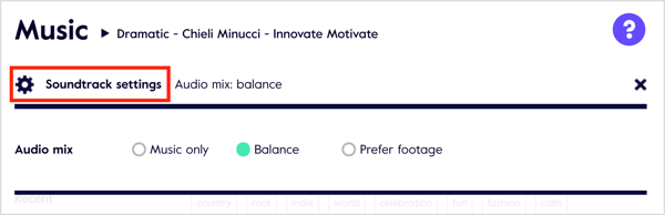 Noklikšķiniet uz Soundtrack Settings, lai atklātu pielāgošanas iespējas.