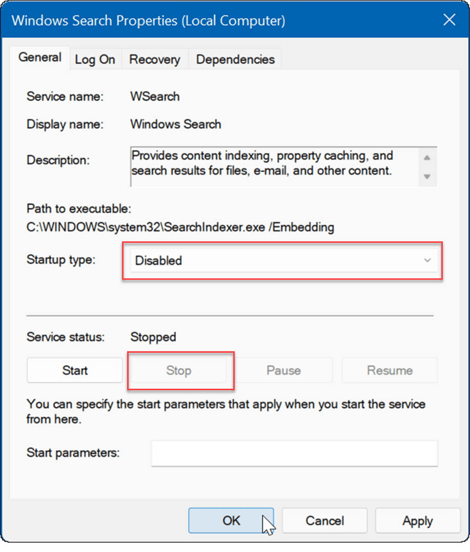 pārvaldīt meklēšanas indeksēšanu operētājsistēmā Windows 11