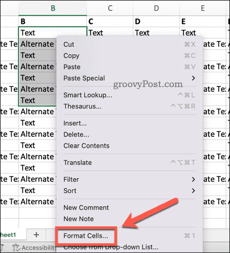 Atveriet Format Cells programmā Excel