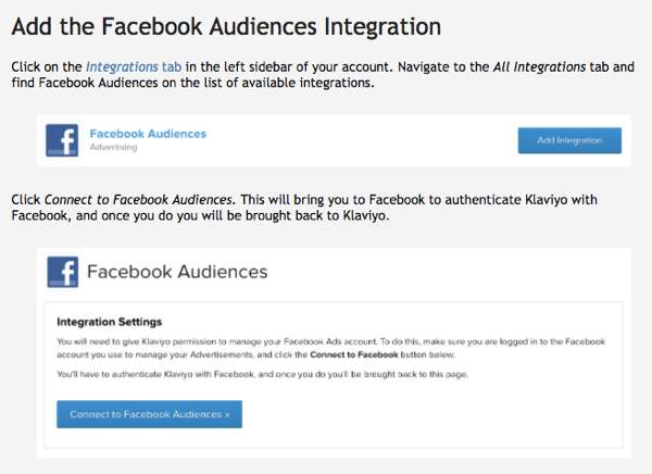 Klaviyo Facebook auditorijas integrāciju ir viegli izmantot.