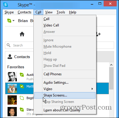 Kopīgojiet ekrānus Skype