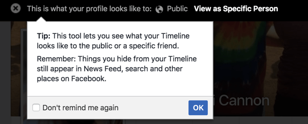 Izmantojiet funkciju Skatīt kā, lai redzētu, kā jūsu Facebook profils parādās citiem.