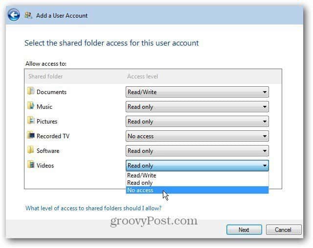 Pievienojiet vai noņemiet lietotāja kontu Windows Home Server 2011