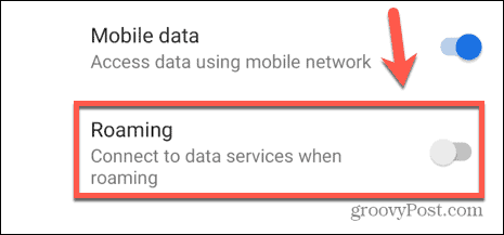 Android viesabonēšanas pārslēgšanas slēdzis