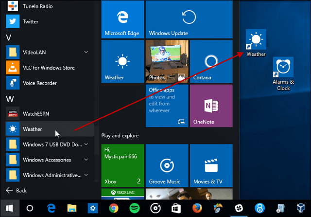 Windows 10 padoms: izveidojiet darbvirsmas saīsnes universālajām lietotnēm