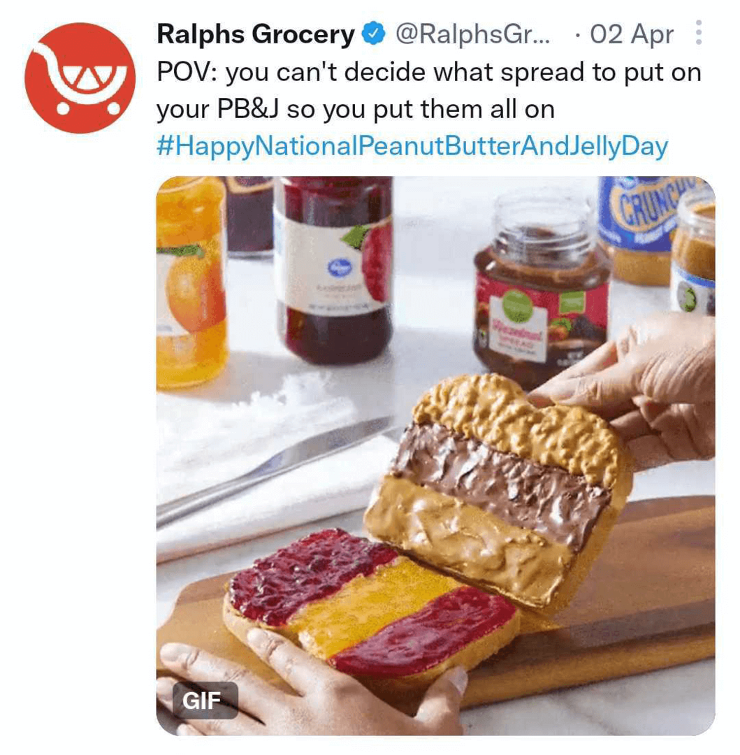 Ralphs Grocery attēls tviterī ar GIF