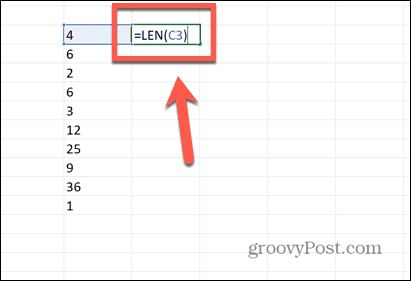 Excel len formula