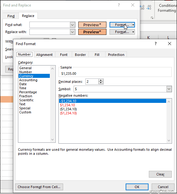 Noklikšķiniet uz Formatēt programmā Excel