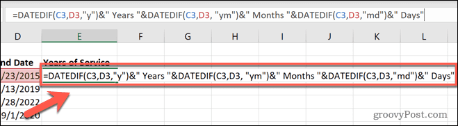 Excel datēts ar gadiem mēneši, dienas pabeigtas