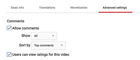 Varat arī pielāgot, kā komentāri tiks parādīti jūsu YouTube kanālā, ja tomēr izvēlaties tos atļaut.