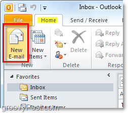 izveidot jaunu Outlook 2010 e-pastu