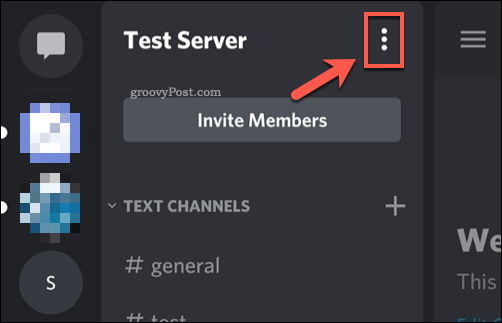 Discord lietotnes servera izvēlnes ikona