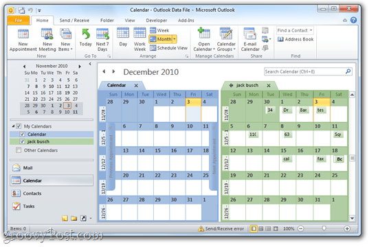 Google kalendārs / Outlook 2010 Side-by-Side