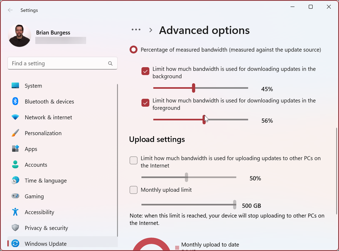 Ierobežojiet joslas platumu operētājsistēmai Windows 11