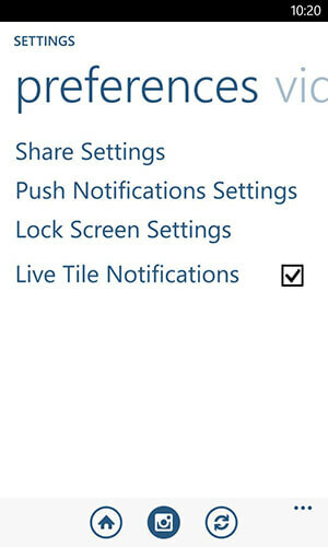 Windows tālruņa instagram lietotnes paziņojumu iespējas