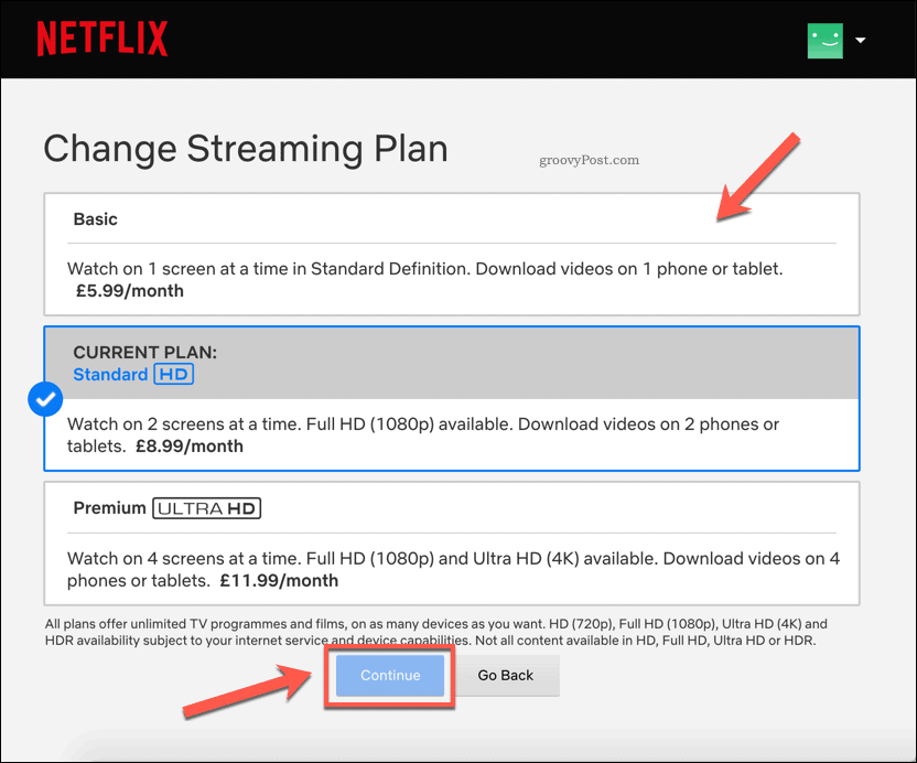 Netflix abonēšanas plānu maiņa