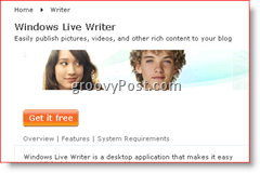 Windows Live Writer 2008 lejupielādes lapa