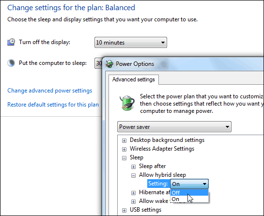 Windows 7 padoms: iestatiet hibernācijas vai miega režīma noklusējuma barošanas opciju
