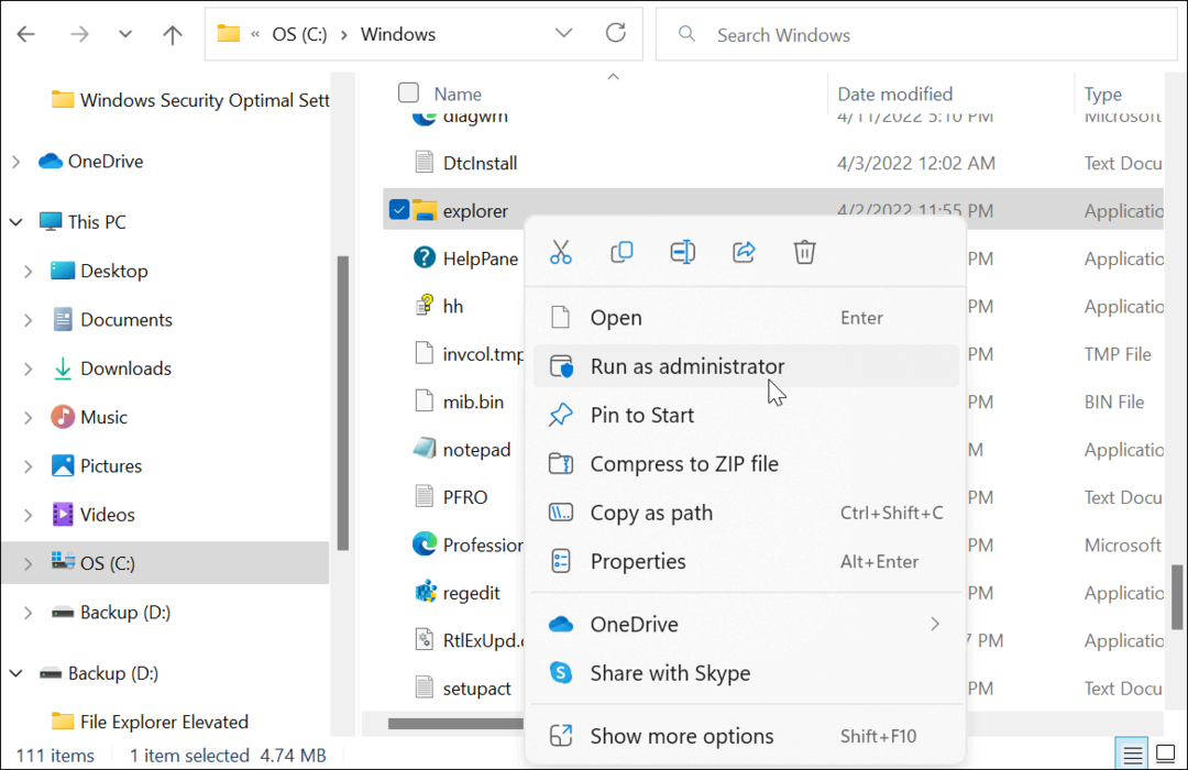 Kā palaist Windows 11 File Explorer kā administratoru