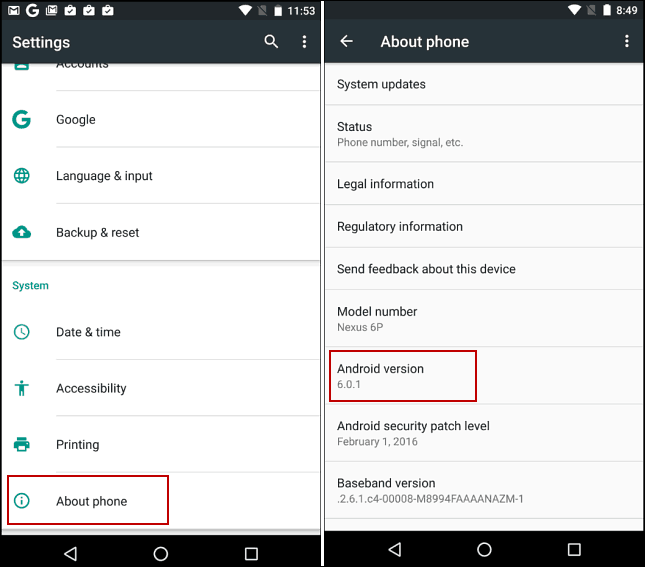 Android 6 zefīru iestatījumi