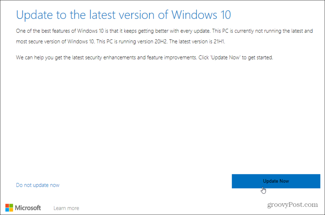 atjaunināt uz jaunāko Windows 10 versiju