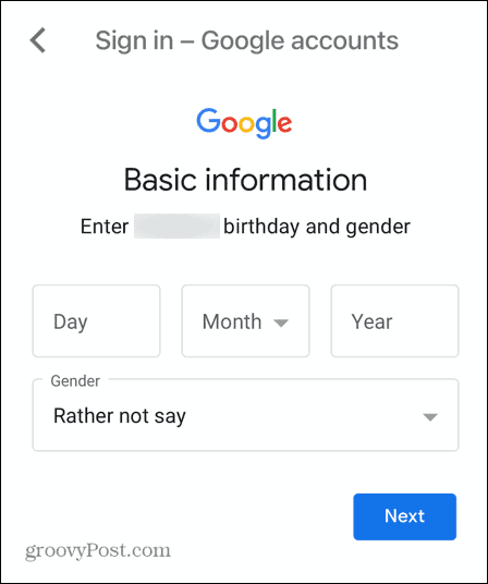 gmail bērna konta dzimšanas datums