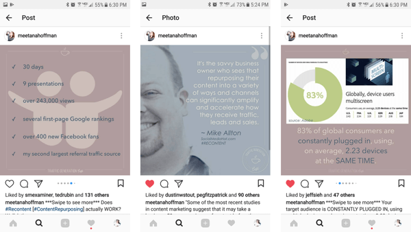 Izmantojiet sākotnējā emuāra ziņojuma attēlus, lai tos izmantotu Instagram albumos.